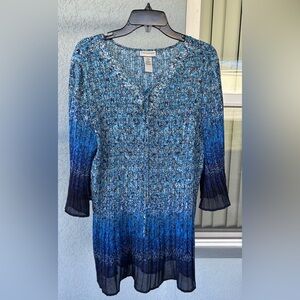 Catherine’s Studded Neckline 3/4 Sleeves Stretchy Pleats V-neck Tunic Top 18/20
